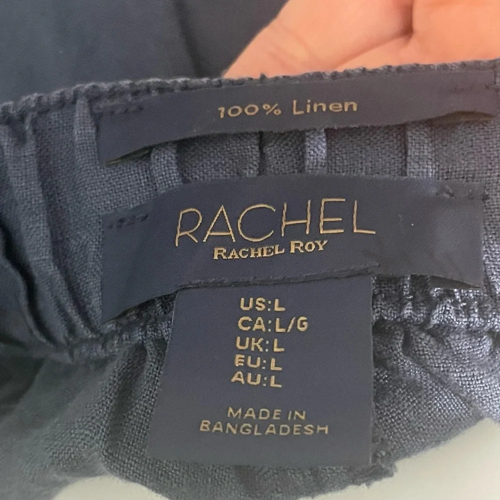 RACHEL Rachel Roy 💙 Blue Cargo Pants Relaxed Fit, size Large 100% Linen